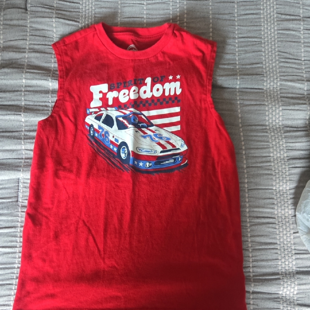 Kids Red Sleeveless 'Spirit of Freedom' Graphic Tank Top